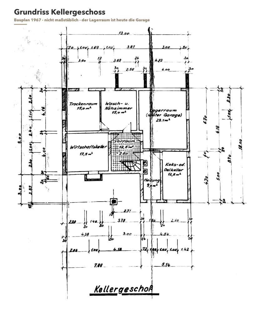 Grundriss Kellergeschoss (Bauplan 1967)