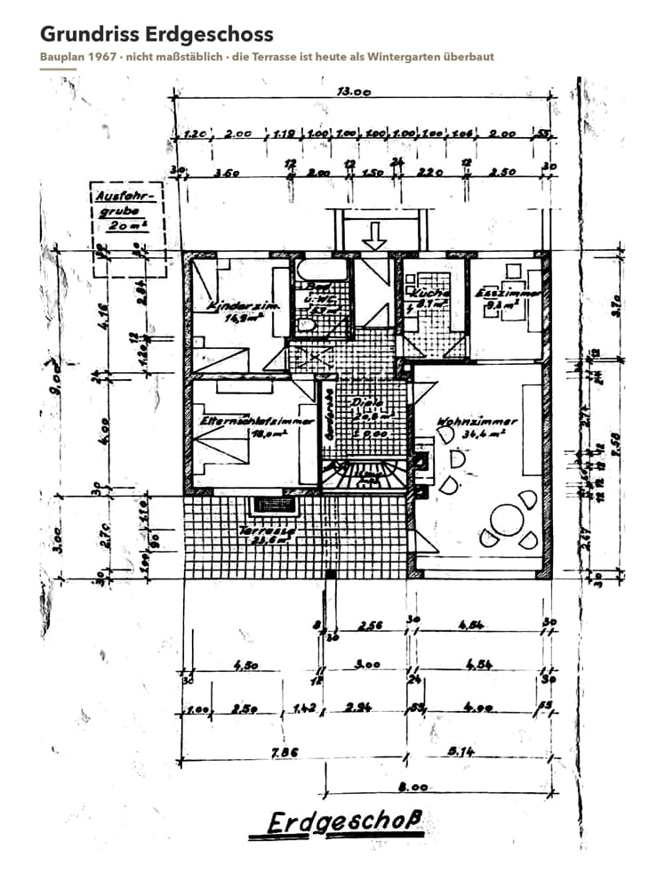 Grundriss Erdgeschoss (Bauplan 1967)